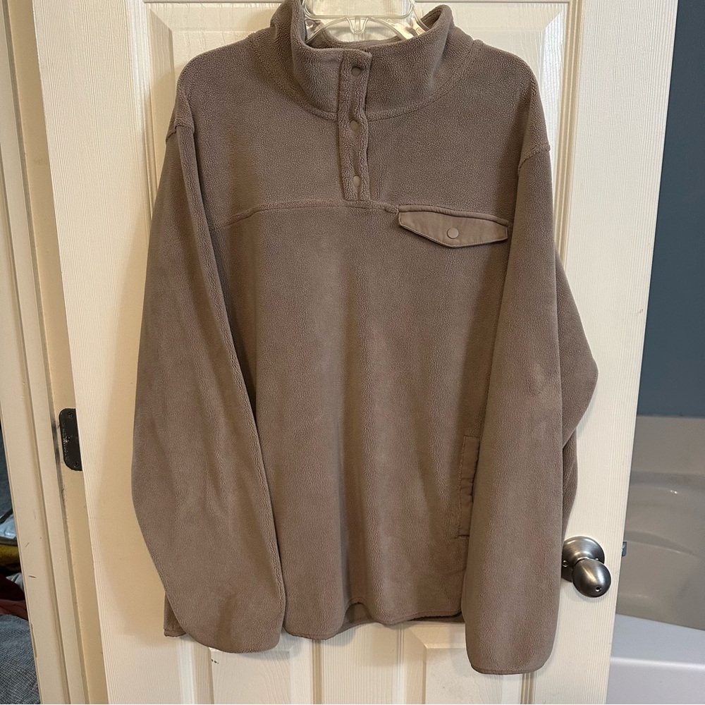 32 Degrees Mens Taupe Snap-Up Pullover, size XXL
